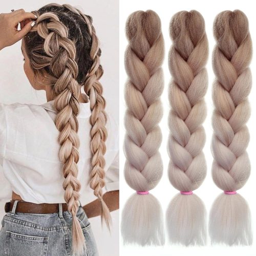 EMMOR Jumbo Fibre de păr împletit 60 cm - 3 Pachete Box Braids Pre-întinse - Extensii de păr sintetic termorezistent pentru împletituri, păr Twist, Croșetare