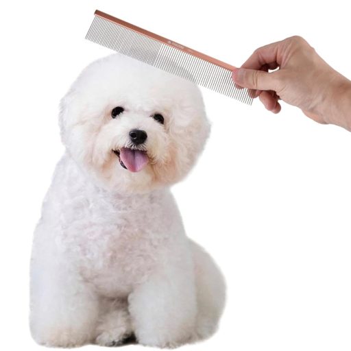 FURZONE 2 u 1 Češalj za pse sa 69 zuba od nehrđajućeg čelika - za srednju/grubu dlaku, aluminijska ručka, profesionalni alat za njegu pasa