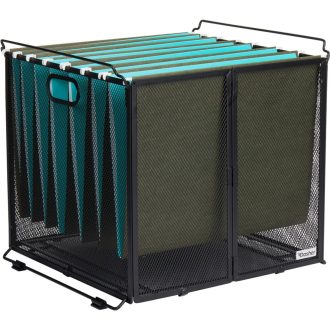   Dasher Products A4 Suport Vertical pentru Dosare, Negru, Metalic, Tip Coș pentru Documente.