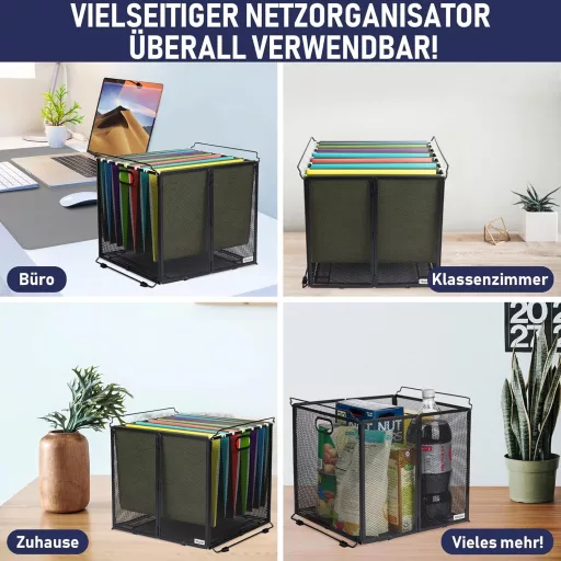 Dasher Products A4 Suport Vertical pentru Dosare, Negru, Metalic, Tip Coș pentru Documente.