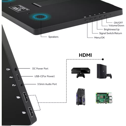Pisichen 10,1" Hordozható Full HD IPS Monitor Laptophoz, PS4/5, Xbox