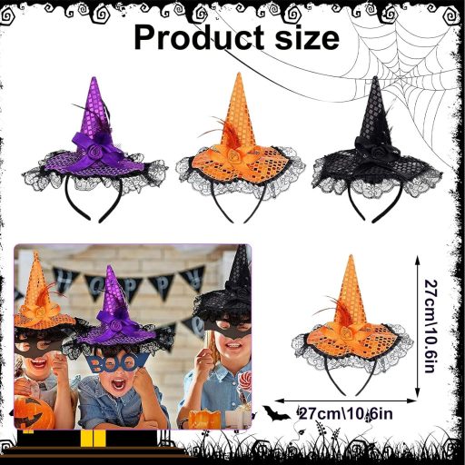 10 ks Čarodejnícky klobúk Čierny pre deti a dospelých - Halloweensky kostýmový doplnok