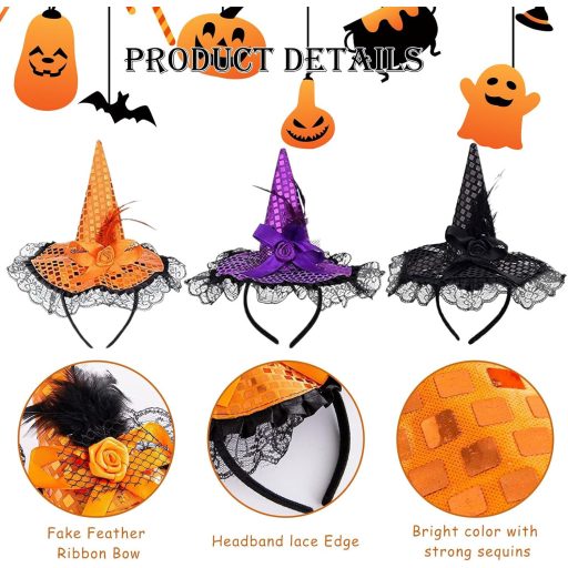 10 ks Čarodejnícky klobúk Čierny pre deti a dospelých - Halloweensky kostýmový doplnok