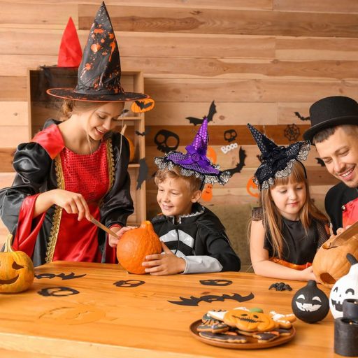 10 ks Čarodejnícky klobúk Čierny pre deti a dospelých - Halloweensky kostýmový doplnok