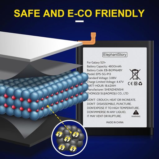 ElephantStory 4800mAh Akkumulátor Samsung Galaxy S21+ Plus (SM-G996) Telefonhoz - EB-BG996ABY Lítium-Polimer Csereakku Javítókészlettel
