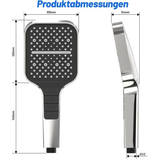 Cap de duș economic VEHEE cu 7 moduri de pulverizare - Pălărie de duș tip ploaie cu buton de oprire, reglare cu o singură mână, duze din silicon anticalcar, amplificare presiune