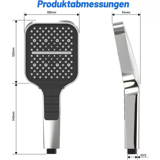 VEHHE Štedljiva Glava Tuša sa 7 Načina Mlaznica - Tuš Ruža s Funkcijom Zaustavljanja, Podešavanje Jednom Rukom, Silikonske Mlaznice Otporne na Kamenac, Povećanje Pritiska