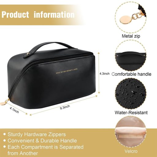 SJBAUTYO Nagykapacitású Utazó Kozmetikai Táska Vízálló Bőr Toiletry Bag