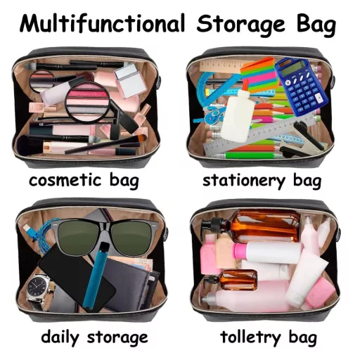 Geantă Cosmetică de Călătorie cu Capacitate Mare SJBAUTYO, Geantă de Toaletă din Piele Impermeabilă