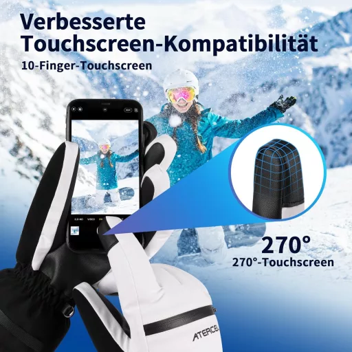 ATERCEL Thinsulate Síkesztyű Vízálló Touchscreen Férfi Női Téli Snowboard
