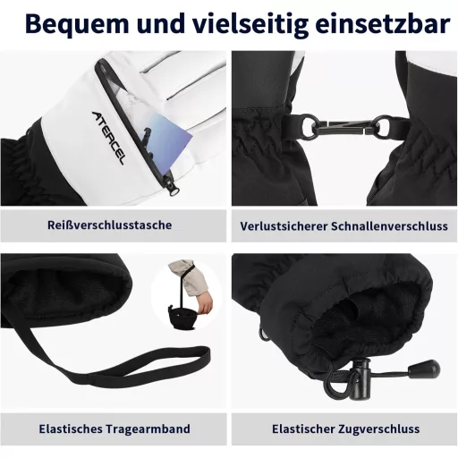 ATERCEL Thinsulate Síkesztyű Vízálló Touchscreen Férfi Női Téli Snowboard