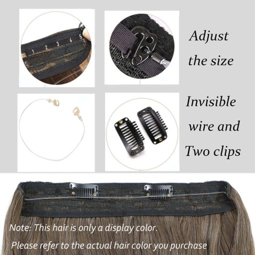 Ms Taj Neviditeľné predlžovanie vlasov 30 cm Hnedé Kučeravé Syntetické vlasy s nastaviteľnými klipmi Dámsky príčesok pre krátke vlasy