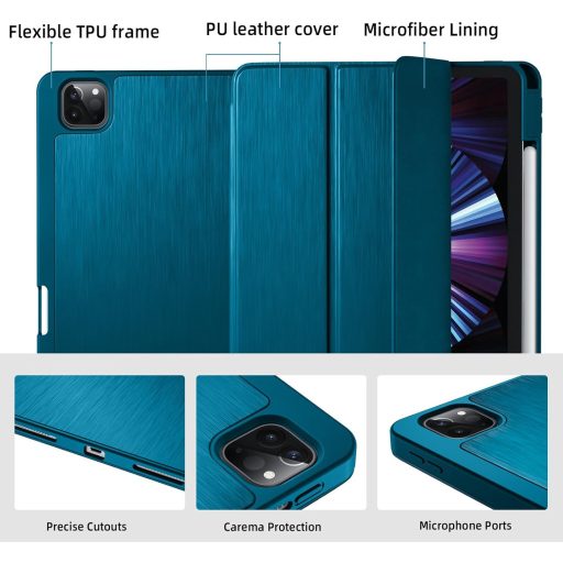 Vobafe iPad Pro 11" tok 2022/2021/2020/2018 TPU hátlap ceruza tartóval kék