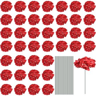   Vörös Selyem Hortenzia Művirág Szett - 30 db Esküvői Dekoráció