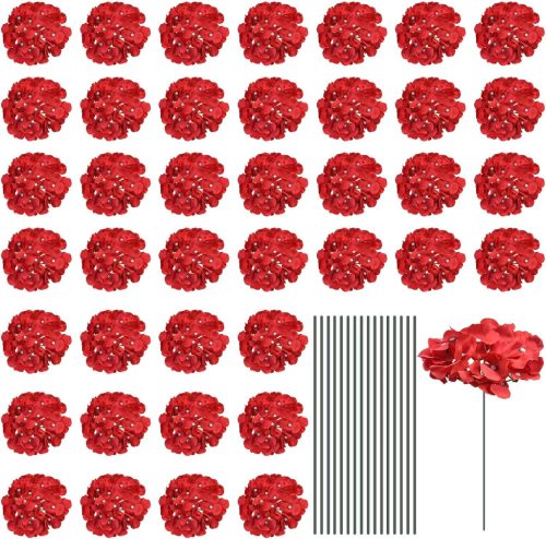 Set de flori artificiale Hortensia Mătase Roșie - 30 buc. Decor Nuntă