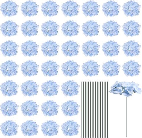 Világoskék selyem hortenzia művirág szett - 30 db-os esküvői dekoráció