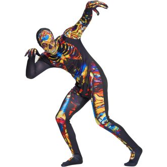   Kostým kostry pre dospelých IKALI na halloweensku párty - Overal s kapucňou a maskou (M)