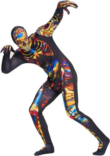 Costum schelet adult IKALI pentru petrecerea de Halloween - Salopetă cu glugă și mască (M)