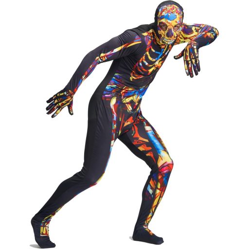 Kostým kostry pre dospelých IKALI na halloweensku párty - Overal s kapucňou a maskou (M)