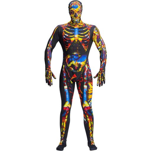 Kostým kostry pre dospelých IKALI na halloweensku párty - Overal s kapucňou a maskou (M)