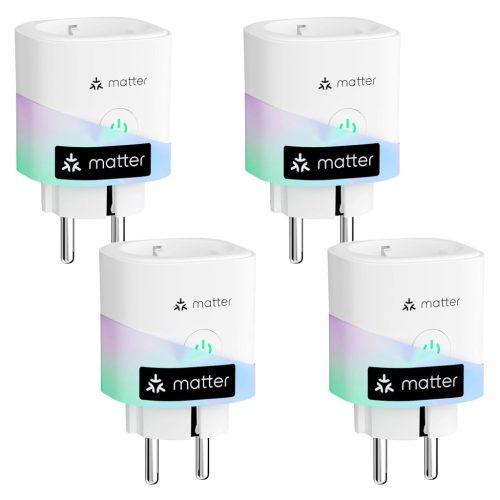 Meross Priză Inteligentă cu Măsurare Consum Energie, Priza WiFi 16A, Control Vocal, Compatibilă Apple Home, Alexa și Google, 4 buc Alb