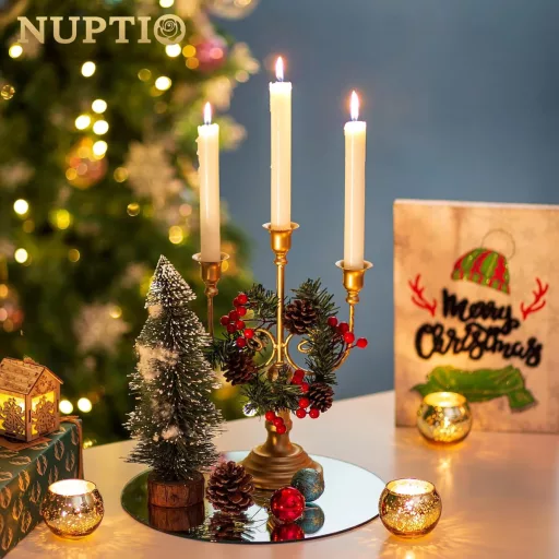 NUPTIO Okruglo Ogledalo Pladanj - 12 komada 30 cm Zrcalnih Podložaka za Svijeće, Dekoracije za Svadbene Stolove, Dekoraciju Doma