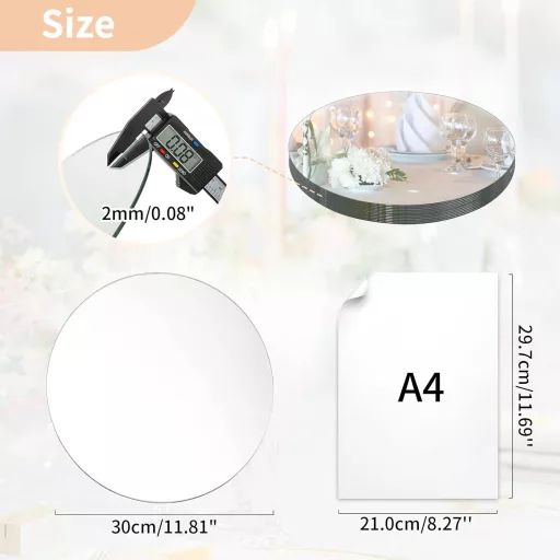 NUPTIO Tavă Oglindă Rotundă - 12 bucăți Suport Oglindă de 30 cm pentru Lumânări, Decorațiuni de Nuntă, Decor Acasă