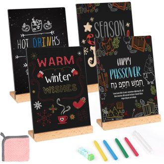   SWAWIS A5 Dvostrana pločica s drvenim postoljem, 4 komada kredne ploče sa stolnim stalkom