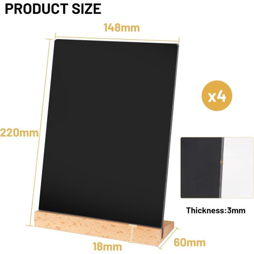 SWAWIS A5 Dvostrana pločica s drvenim postoljem, 4 komada kredne ploče sa stolnim stalkom