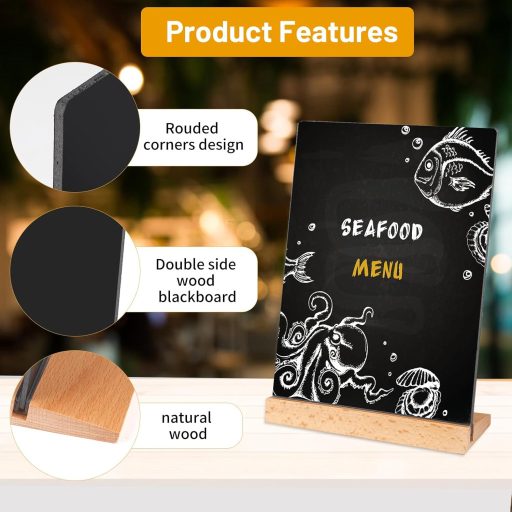 SWAWIS A5 Dvostrana pločica s drvenim postoljem, 4 komada kredne ploče sa stolnim stalkom