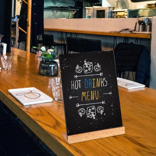 SWAWIS A5 Dvostrana pločica s drvenim postoljem, 4 komada kredne ploče sa stolnim stalkom