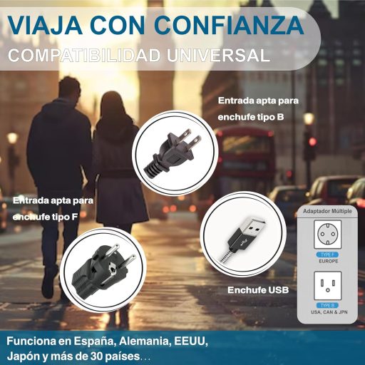 Triplu Ștecher Three Stars 4000W cu 4 Prize, 2 Porturi de Încărcare USB și Cap Rotativ la 180°