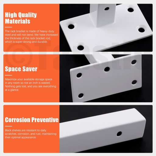 Tanstic 4 darabos 20 cm-es polctartó konzol, ipari stílusú fali tartó fehér