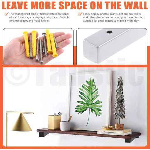 Tanstic 4 darabos 20 cm-es polctartó konzol, ipari stílusú fali tartó fehér