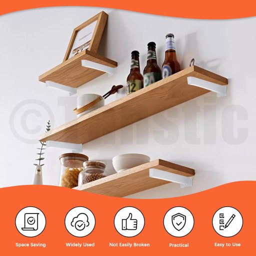 Tanstic 4 darabos 20 cm-es polctartó konzol, ipari stílusú fali tartó fehér