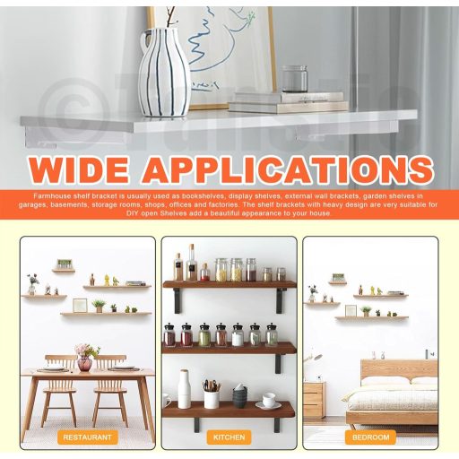 Tanstic 4 darabos 20 cm-es polctartó konzol, ipari stílusú fali tartó fehér