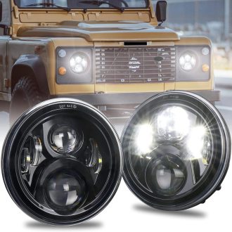   MOVOTOR 7-palcový LED svetlomet, biely, 7200 lm, pre Jeep Wrangler Defender, denné svietenie