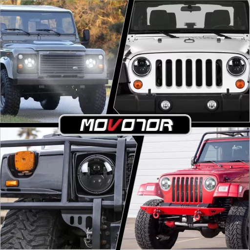 MOVOTOR 7 Inch LED Fényszóró Fehér 7200 lm Jeep Wrangler Defender Nappali Menetfény