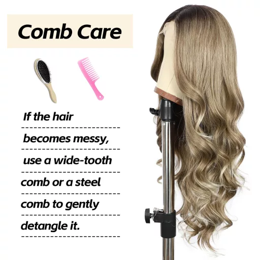 Sapphirewigs Hnedá Melírovaná Parochňa s Čipkovou Prednou Časťou - Vlnité Syntetické Vlasy, 66 cm, 150% Hustota, Prirodzený Vzhľad, Transparentná Čipka