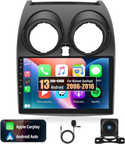 9" Android autorádio pre Nissan Qashqai J10, 2+64GB, CarPlay, GPS, kamera