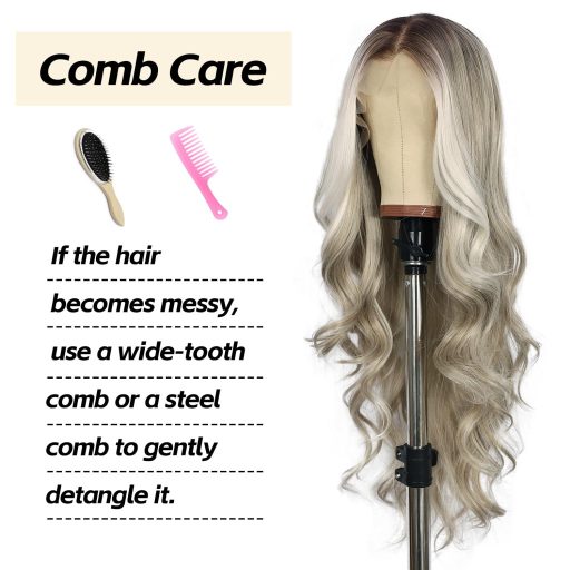 Sapphirewigs Sivá Parochňa - 13x4 Čipkovaná Predná Vlnitá Syntetická Parochňa, 66 cm Dlhý Tepelne Odolný Balayage Parochňa na Každodenné Nosenie