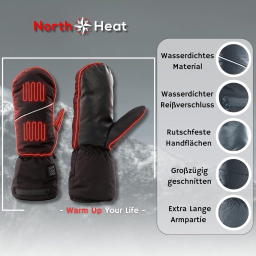 NorthHeat Prémium Fűthető Kesztyű - Újratölthető, 3 Méretben, Síeléshez és Szabadtéri Sportokhoz (L-es)