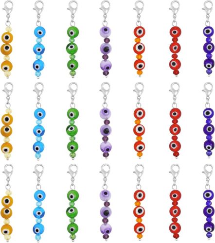 CHGCRAFT Set de 21 Pandantive Colorate Ochiul Răului pentru Confecționarea Brelocurilor