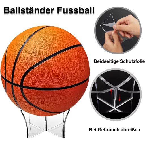 2ks Priehľadný Akrylový Stojan na Lopty – Univerzálny Stojan na Vystavenie pre Futbalové lopty, Basketbalové lopty, Volejbalové lopty, Rugby lopty a Bowlingové gule