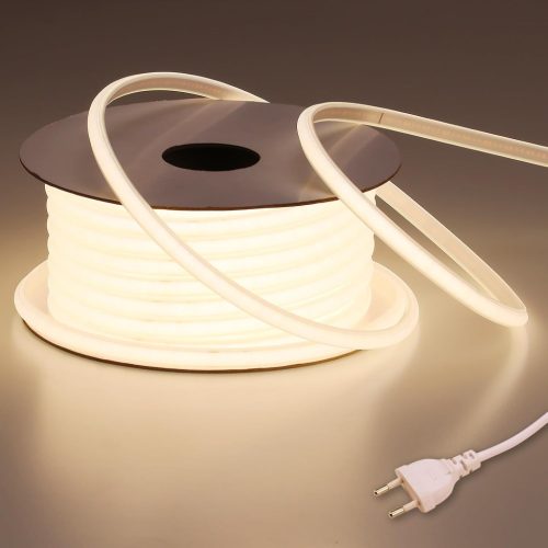 Benlun AC 220V Bandă LED COB 20m - Alb Natural 4000K, IP65 Rezistentă la Apă, Iluminat Exterior, Fâșie LED Flexibilă Decupabilă 200W 230V Direct