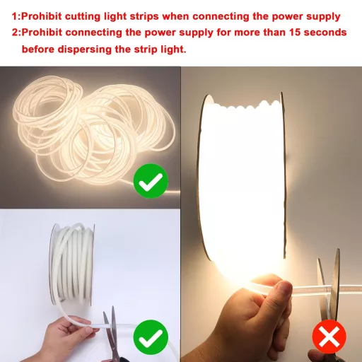 Benlun AC 220V Bandă LED COB 20m - Alb Natural 4000K, IP65 Rezistentă la Apă, Iluminat Exterior, Fâșie LED Flexibilă Decupabilă 200W 230V Direct