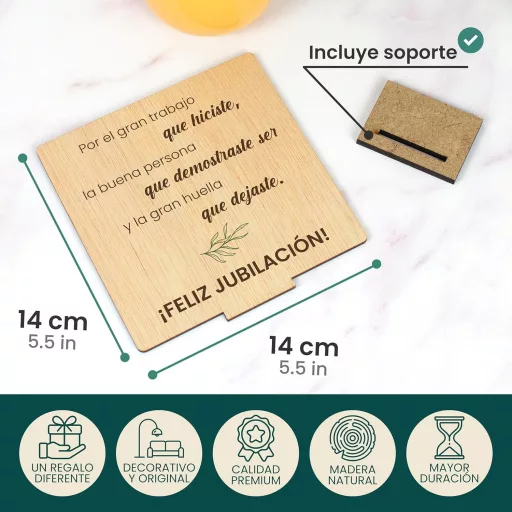 CONTRAXT Card Cadou de Pensionare din Lemn - Felicitare Unică pentru Colegi, Șefi, Prieteni, Profesori - Amintire Durabilă pentru Bărbați și Femei