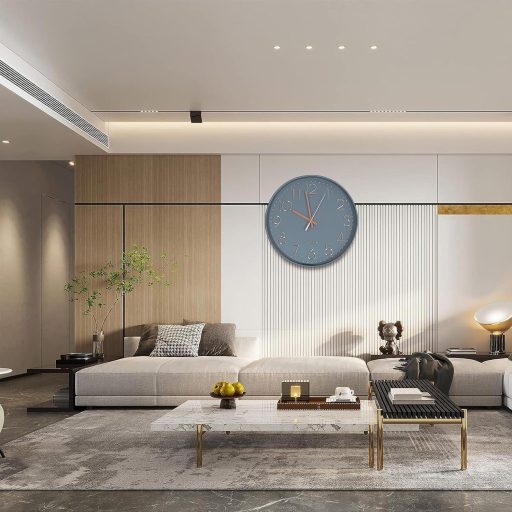 Ceas de perete silențios Chedin 30 cm, mecanism cu cuarț, design modern, gri-auriu roz, pentru copii