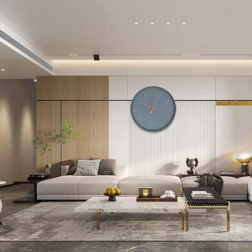 Chedin 30 cm Csendes Falióra Modern Kvarckristály Szürke-Rozéarany Gyermek