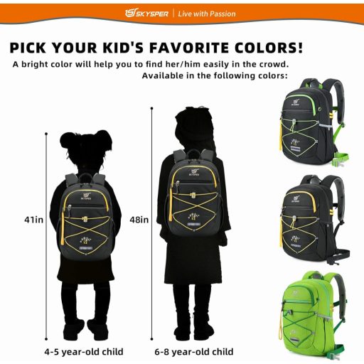 SKYSPER Gyerek Hátizsák 3-8 Év Fiúk Lányok Túrázáshoz Kényelmes